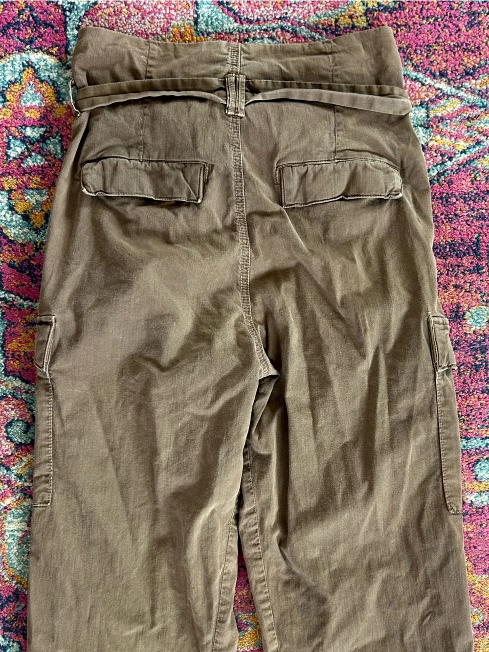 MOTHER | Women’s Brown Greaser Paperbag Pleated Belted Cargo Ankle Pants Size 26